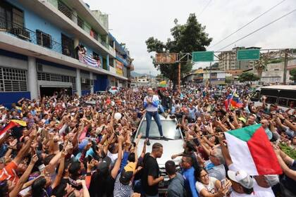 María Corina Machado, este jueves, en una multitudinaria marcha en Trujillo (El Nacional/GDA)