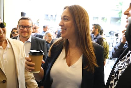 María Eugenia Vidal, al ingresar en la reunión de Pro