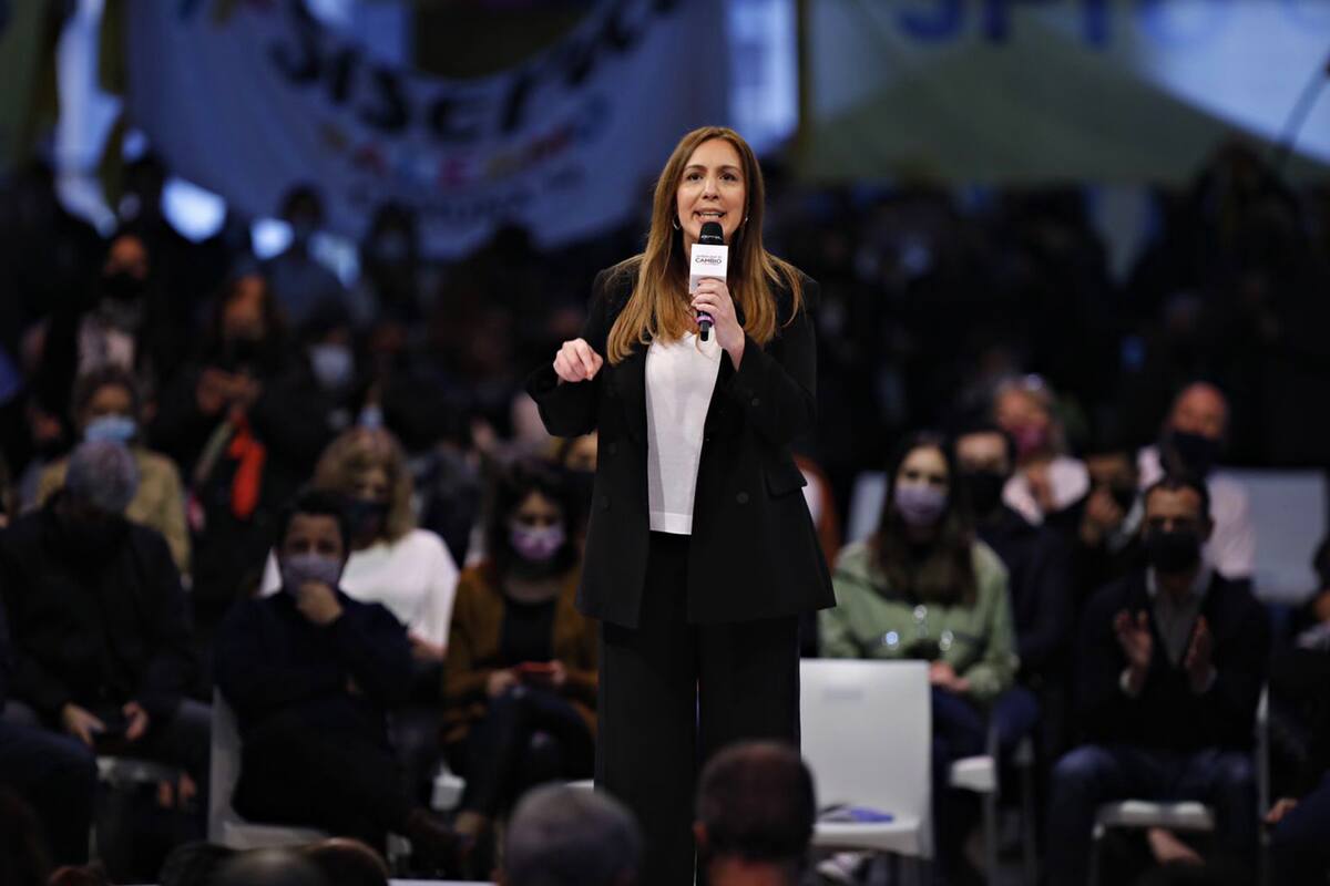 María Eugenia Vidal durante el cierre de campaña de Juntos por el Cambio en La Rural