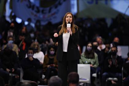 María Eugenia Vidal durante el cierre de campaña de Juntos por el Cambio en La Rural