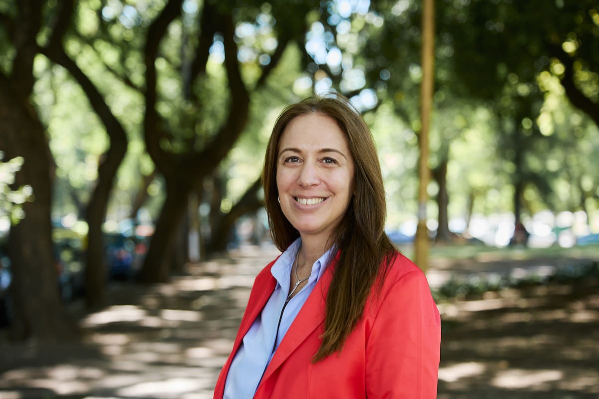 María Eugenia Vidal, referente de Pro, en Plaza Francia, en Recoleta; es monotributista y se dedica a la consultoría privada tras 25 años en el sector público