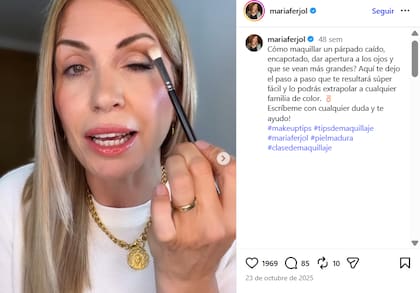 María Ferjol sorprendió con una técnica para disimular el párpado caído (Foto: Captura Instagram/@mariaferjol)