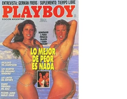 María Fernanda Callejón y Karen Reichardt en la tapa de Playboy, en 1992