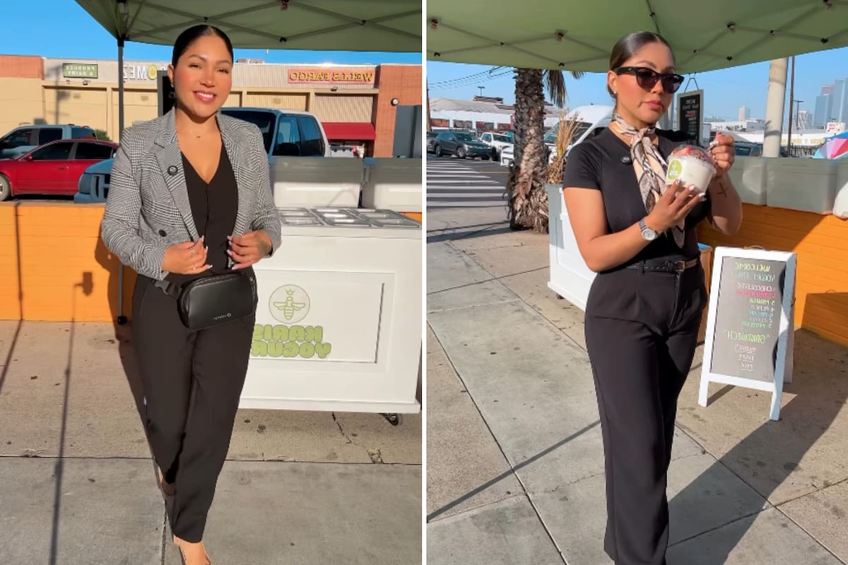 María Karina Denise Martínez tiene un emprendimiento de yogurt en el sur de Los Ángeles.