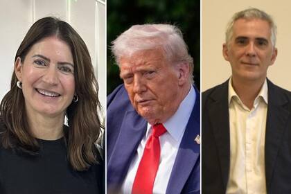 María Marta Rebizo, gerente de Asuntos Económicos y Comerciales de Ciara-CEC; Donald Trump, presidente de Estados Unidos, y Maximiliano Moreno, director de la Fundación INAI