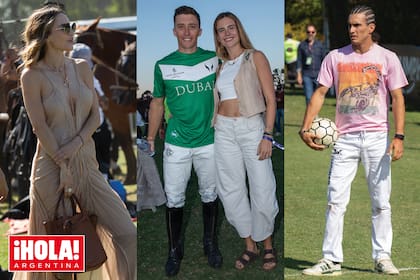 Maria Vázquez, Bartolomé Castagnola y su novia Chule Von Wernich, en una tarde de polo del más alto handicap.