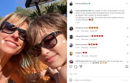 Mariana Fabbiani saludó a su hijo Máximo por sus 10 años (Foto: Instagram @marianafabbiani)