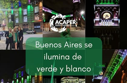 Mariana logró iluminar edificios públicos de verde y blanco en el Día Nacional del Paciente con Artritis Reumatoidea.