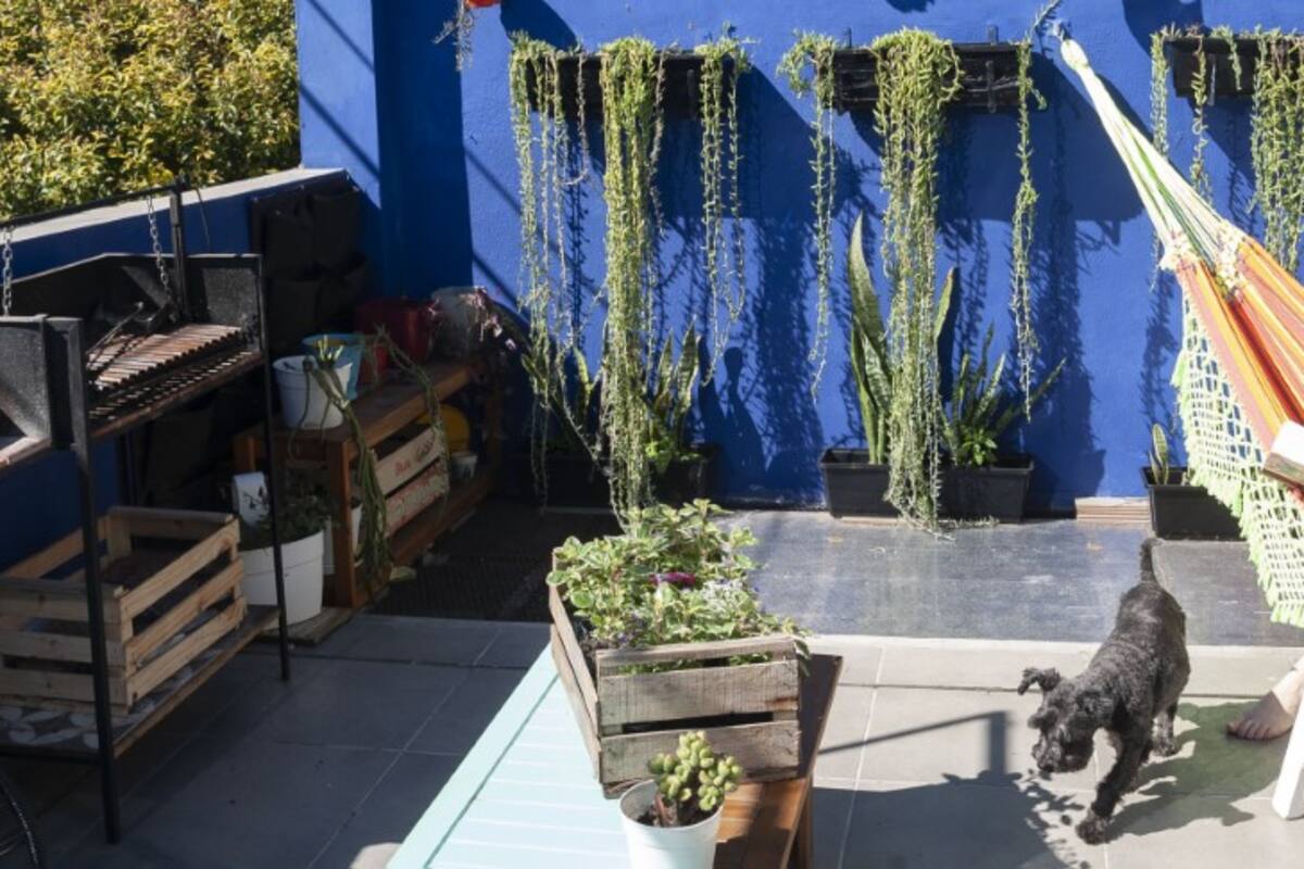 Marriana Pittaluga pintó su terraza para ponerla a punto para el verano