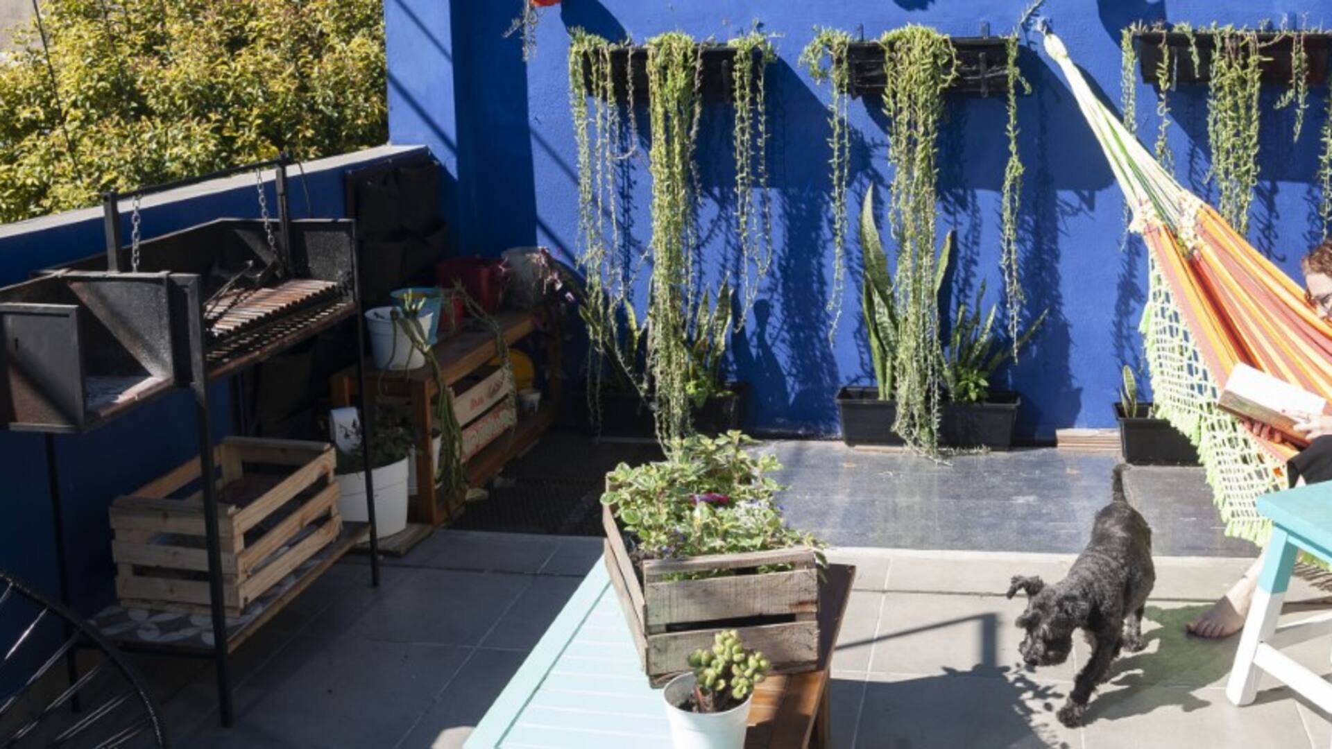 Marriana Pittaluga pintó su terraza para ponerla a punto para el verano