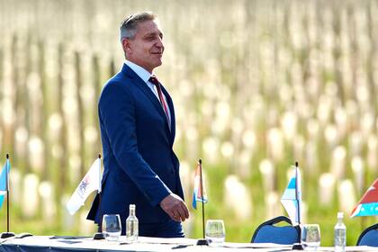 Mariano Arcioni, gobernador de Chubut, en el acto de Alberto Fernández en Mendoza