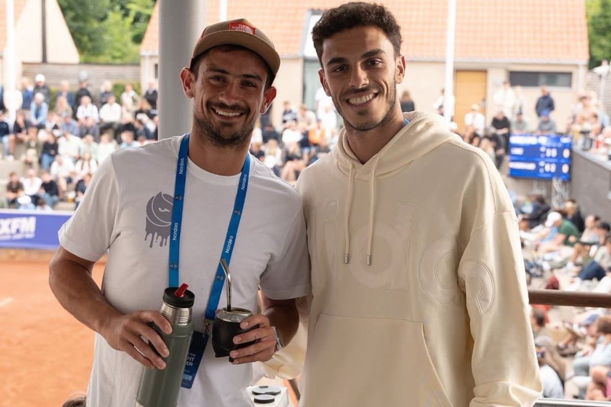 Mariano Navone y Francisco Cerúndolo, antes del duelo que los enfrentó en el Nordea Open