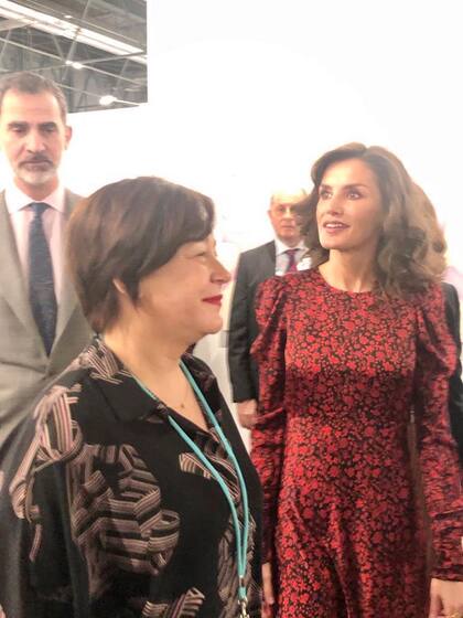 Maribel López con los reyes de España durante la inauguración de la feria, el año pasado