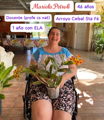 Mariela es docente, hace un año recibió el diagnóstico de ELA y es una de las integrantes del grupo.