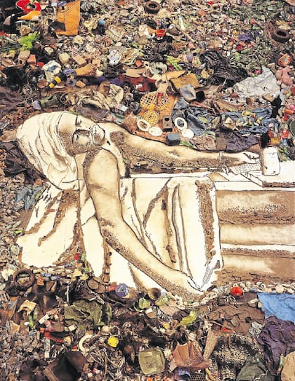 Uno de los retratos de recolectores realizados con basura