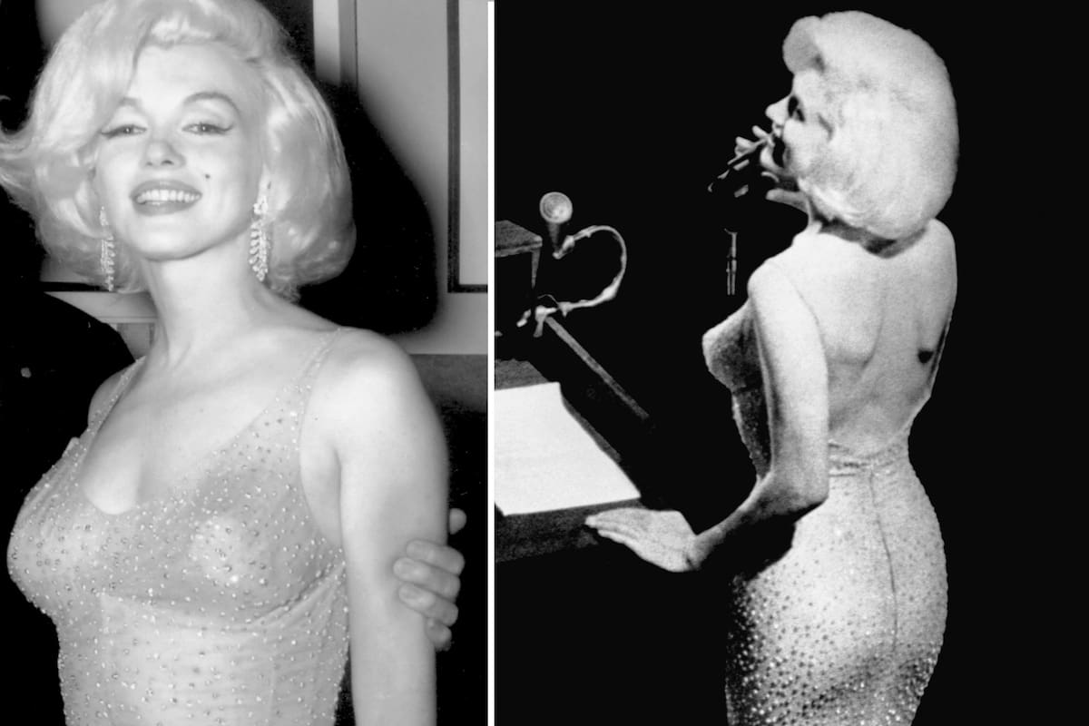 Marilyn Monroe mientras se prepara para cantar "Feliz cumpleaños" al presidente John F. Kennedy en una gala del Madison Square Garden en Nueva York, el 19 de mayo de 1962