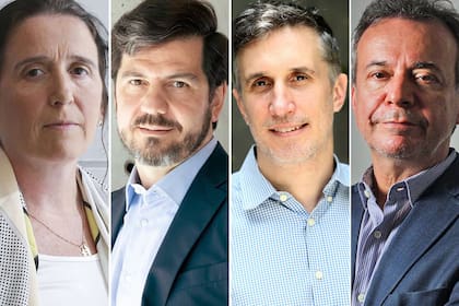 Marina Dal Poggetto (EcoGo), Fernando Marengo (BlackTORO), Martín Rapetti (Equilibra) y Daniel Artana (FIEL), cuatro de los ocho analistas consultados por LA NACION