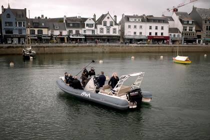 Marine Le Pen, France’s far-right political leader, with journalists in La Trinite-sur-Mer, France, May 6, 2021. For the past four years, Le Pen has been trying to rebuild her credibility following a poor campaign that was marred by an incoherent message and punctuated by a disastrous debate against French President Emmanuel Macron. (Dmitry Kostyukov/The New York Times)