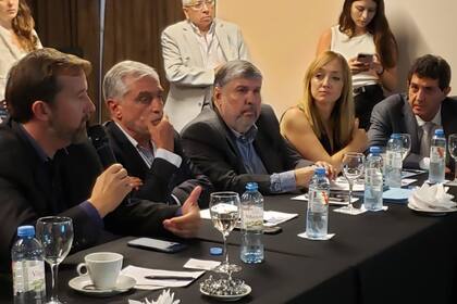 Mario González, presidente de Coviar; José Zuccardi, expresidente de Coviar y director de la Familia Zuccardi; José Mayans, diputado UXP, por Formosa, Anabel Fernández Sagasti, por Mendoza y Fernando Rejal, por La Rioja