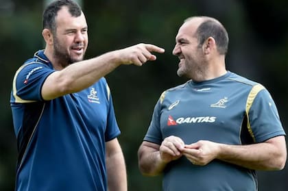 Mario Ledesma y Michael Cheika, en el pasado, cuando el argentino trabajaba en el cuerpo técnico de los Wallabies
