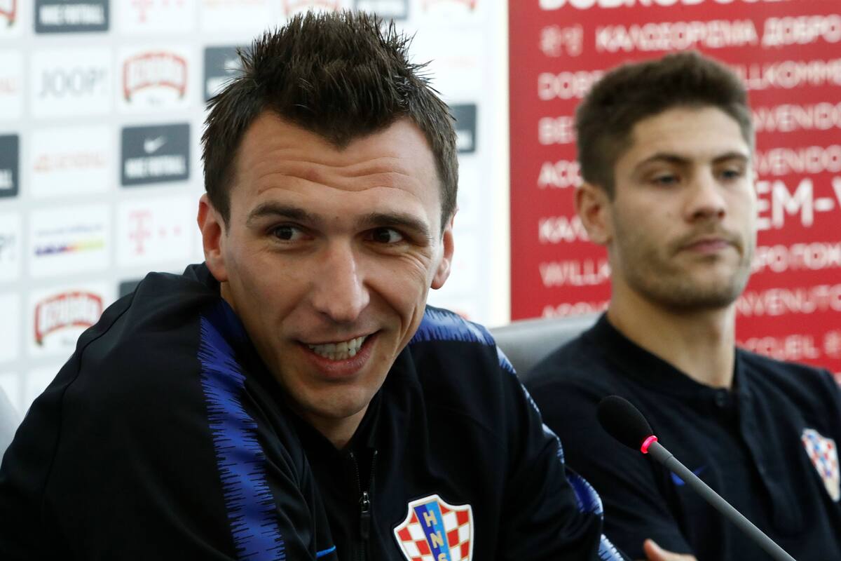 Mario Mandzukic y Andrej Kramaric, durante la conferencia de prensa celebrada este lunes en Moscú