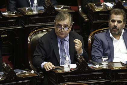 Mario Negri y Cristian Ritondo en la sesión en la Cámara de Diputados por el acuerdo con el FMI