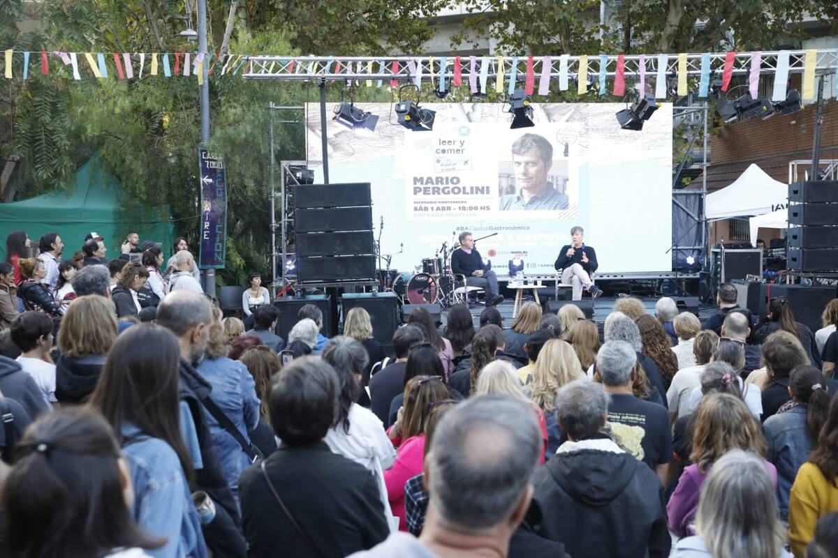 Mario Pergolini y Luis Majul, en una de las charlas con más convocatoria del primer día de la feria Leer y Comer