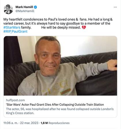 Mark Hamill le dijo adiós a Paul Grant a través de sus redes