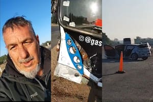 Martín "El Mono" Fabio mostró cómo quedó el micro tras sufrir un choque en la ruta 7