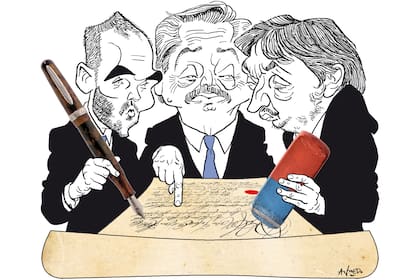 Martín Guzmán, Alberto Fernández y Máximo Kirchner