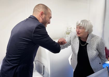 Martín Guzmán con la secretaria del Tesoro de los Estados Unidos, Janet Yellen.