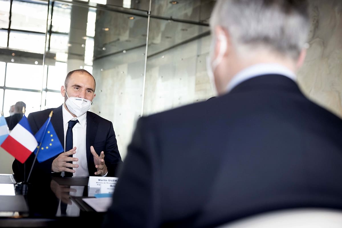 Martín Guzmán, cuando se reunió con el ministro de Finanzas de Francia y con el presidente del Club de París para negociar la deuda con ese organismo