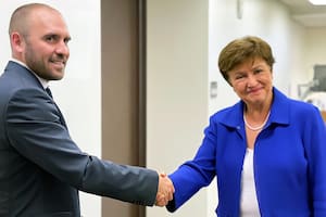 Martín Guzmán, junto a Kristalina Georgieva, titular del FMI