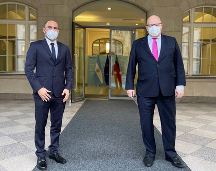 Martín Guzmán y el ministro de Asuntos de Economía y Energía de Alemania, Peter Altmaier, en su encuentro en Berlín