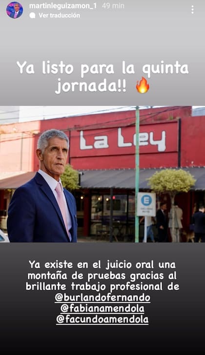 Martín Leguizamón, uno de los abogados que acompaña a Burlando en todas las audiencias