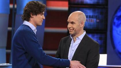 Martín Lousteau y Horacio Rodríguez Larreta, durante un debate televisivo.