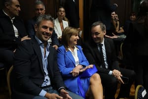 Martín Menem, Patricia Bullrich y Manuel Adorni, integrantes de la mesa política del Gobierno