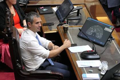 Martín Menem, presidente de la Cámara de Diputados, mientras se discutía la Ley Bases en el recinto