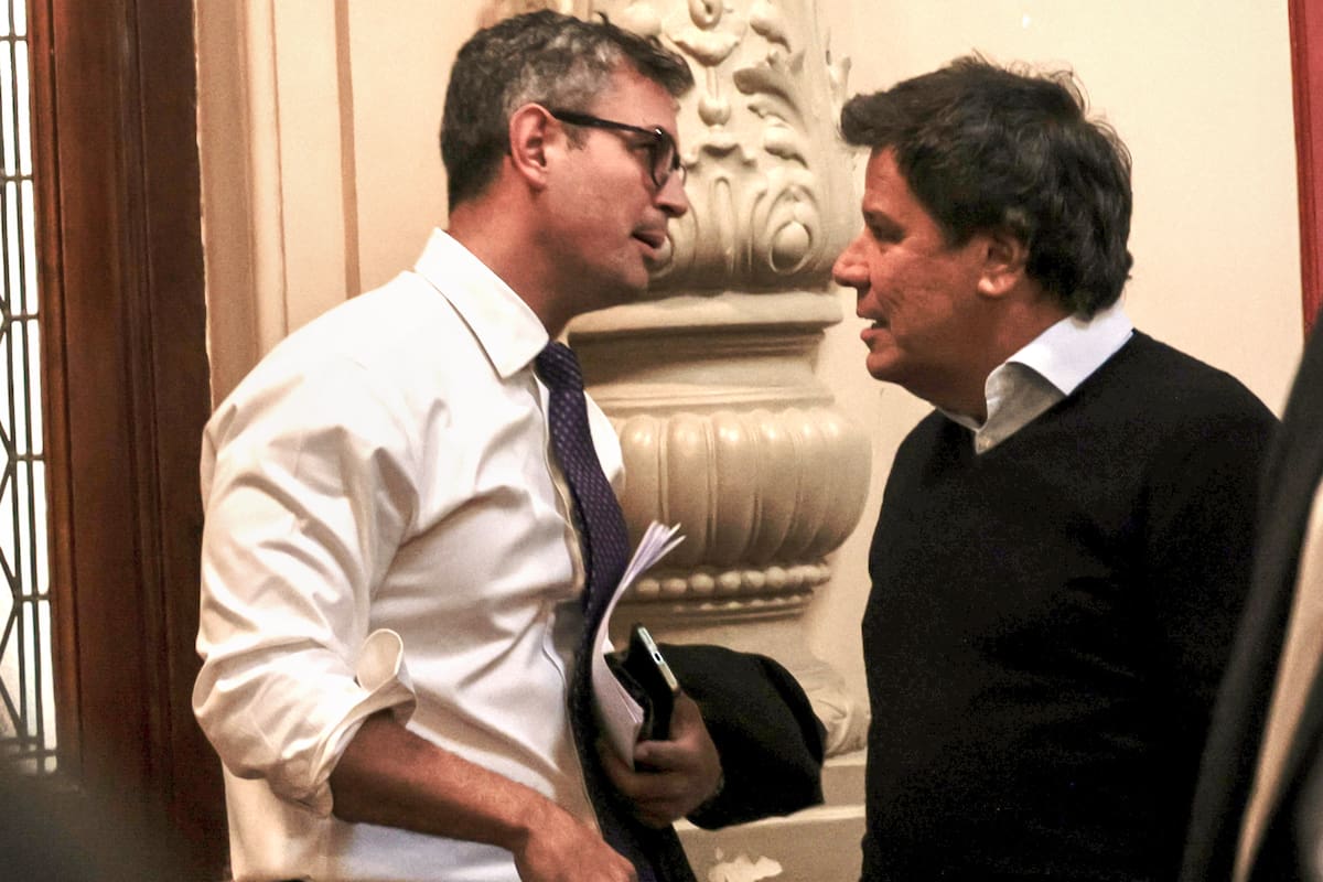 Martín Menem y Facundo Manes en los pasillos del Congreso, previo a la sesión