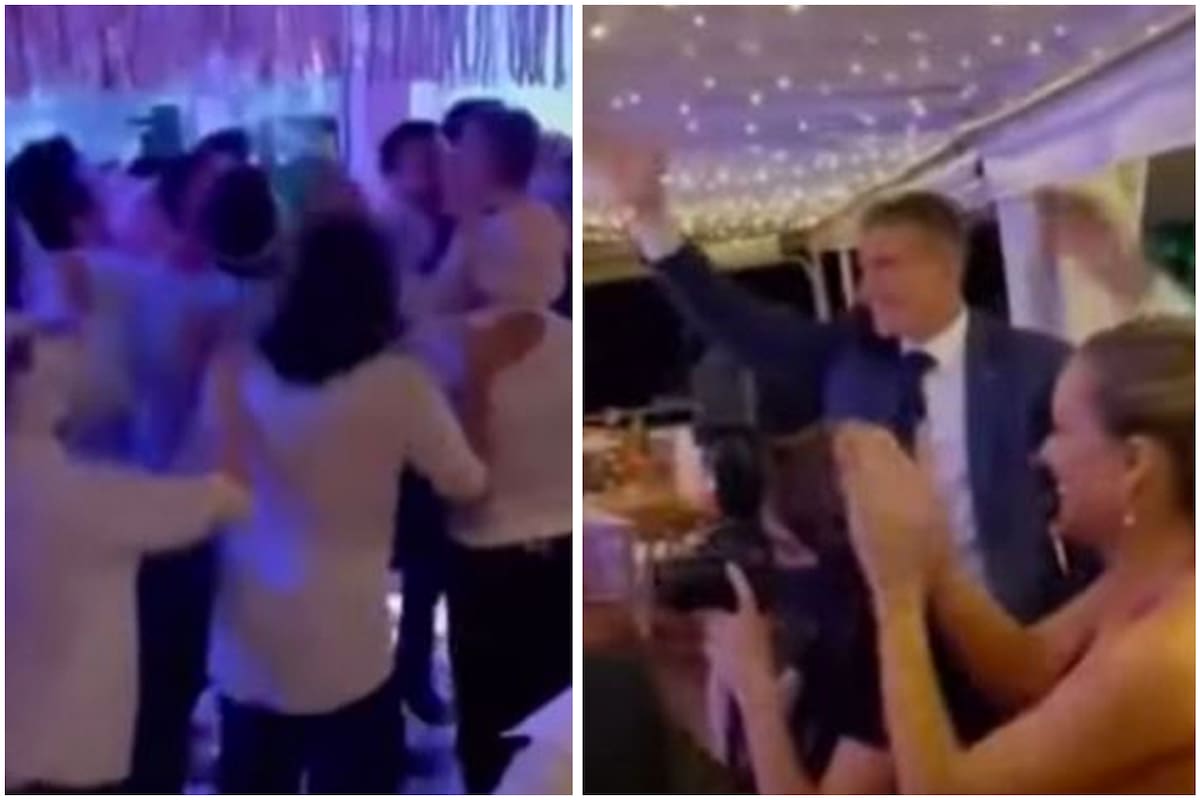 Martin Palermo, como un hincha mas en un casamiento en el que fue homenajeado por un grupo de seguidores