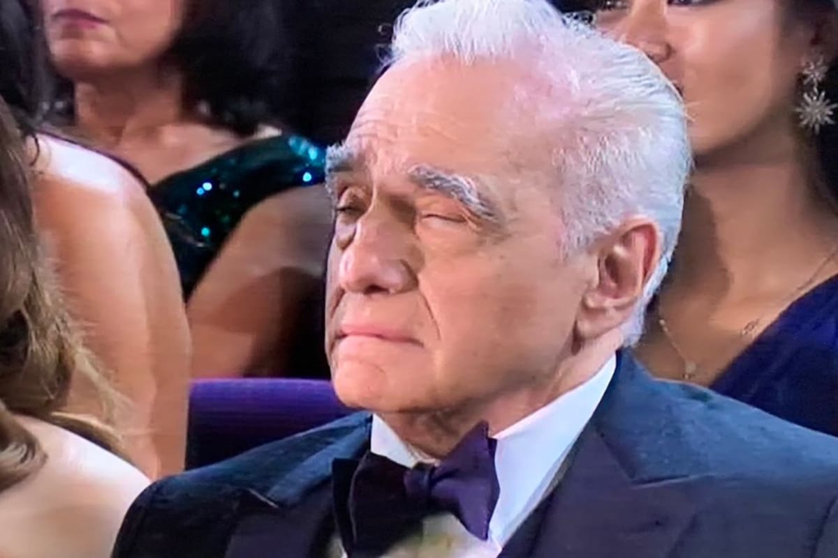 Martin Scorsese fue captado por las cámaras en el exacto momento en que "descansaba" de la ceremonia de los Oscar 2020