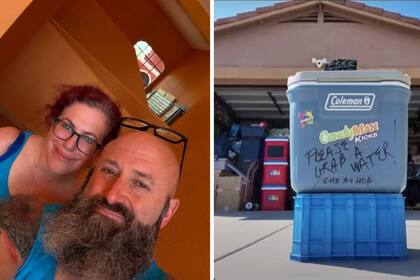 Martin y su esposa, con la heladera de la discordia