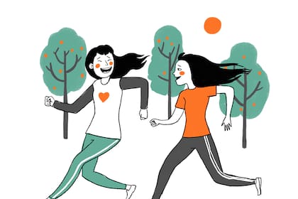 Martina y Emilia disfrutan de salir a correr juntas