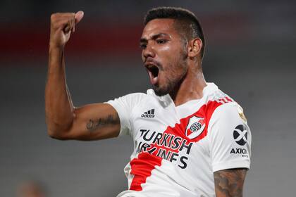 Martínez festeja su gol a Junior (@Libertadores)