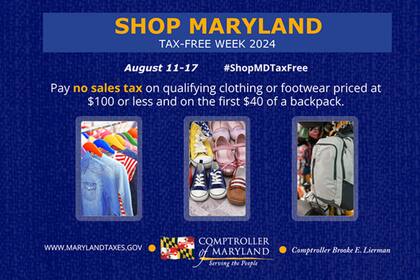 Maryland ofrece una semana libre de impuestos del 11 al 17 de agosto para ayudar a las familias en la vuelta a clases (Marylandtaxes.gov)