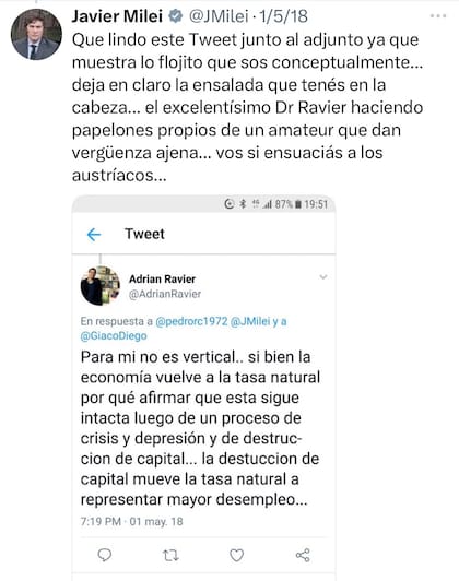 Más cruces de Milei con Ravier en 2018