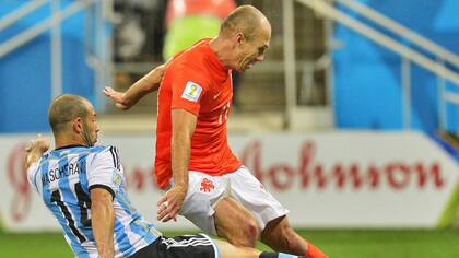 Mascherano y la ya célebre salvada en las semifinales frente a Holanda