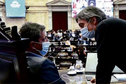 Sergio Massa y Máximo Kirchner, referentes oficialistas en la Cámara de Diputados