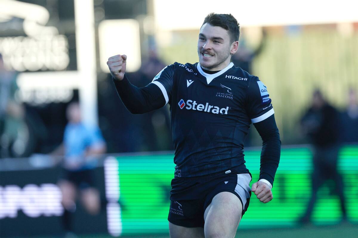 Mateo Carreras convirtió un impresionante hat trick en el primer tiempo para Newcastle Falcons contra el campeón defensor de la Premiership, Leicester Tigers