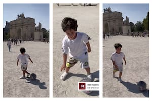 Mateo Messi se divirtió en pleno París con la pelota